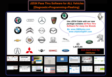 Carica l'immagine nel visualizzatore di Gallery, J2534 Pass Thru Software for all vehicles, featuring diagnostic, programming, and flashing for multiple car brands including Mercedes, BMW, Nissan, Honda, Jaguar, and more.