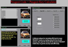 Carica l'immagine nel visualizzatore di Gallery, Software interface for Peugeot Code and Key Calculator, part of the ALL IMMO OFF package for ECU and PIN code management.