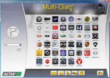 Carica l'immagine nel visualizzatore di Gallery, Heavy vehicles diagnostic software interface displaying various car brand icons.