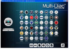 Carica l'immagine nel visualizzatore di Gallery, Heavy vehicles trucks and buses diagnostic software interface with multiple brand icons.