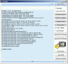 Carica l'immagine nel visualizzatore di Gallery, ECU tuning software interface screenshot, showcasing ECUsafe and various licensed modules.