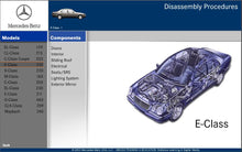 Carica l'immagine nel visualizzatore di Gallery, Mercedes Benz E-Class disassembly procedures diagram showing components and models.