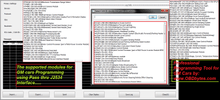 Carica l'immagine nel visualizzatore di Gallery, OPEL TIS+GM programming interface screenshot showing supported module lists for GM cars using Pass Thru J2534.