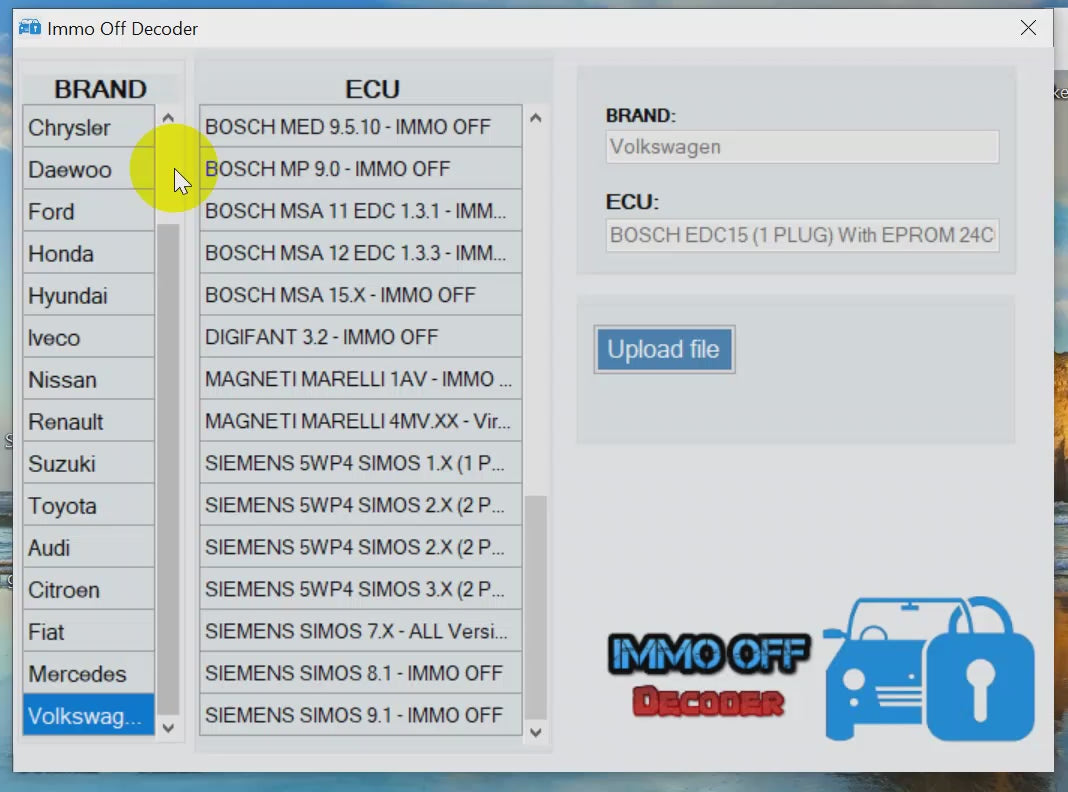 IMMO OFF DECODER (NEW IMMO OFF SOFTWARE)