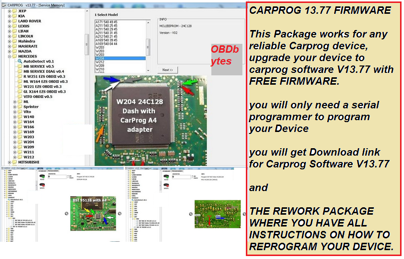 Upgrade any carprog Device to run with carprog software 13.77 remove Firmware (Full Rework Package)