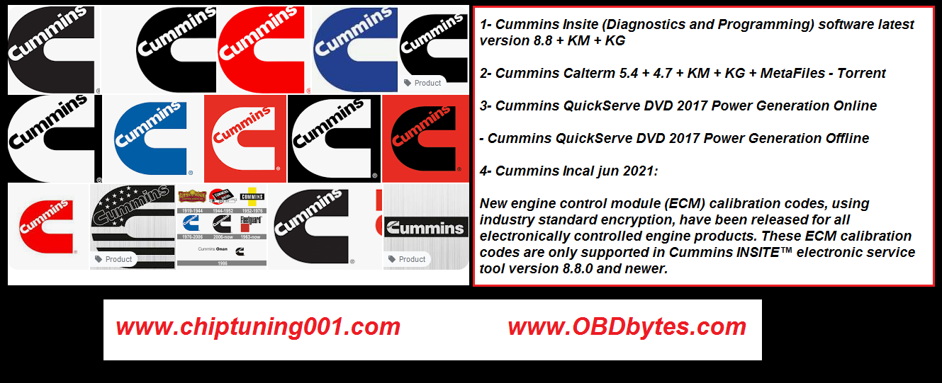 Cummins Software + DB (INSITE 8.8 + Calterm + Incal 2021 + Cummins Quick serve DVD
