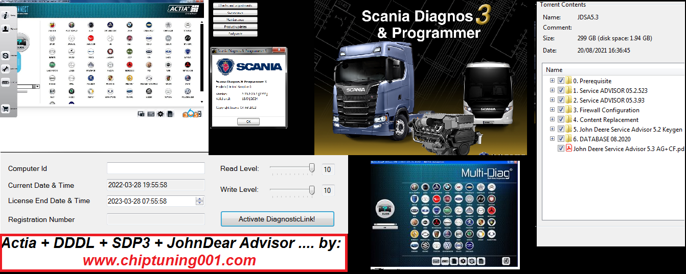 Heavy vehicles Trucks buses Diagnostic and Programming Software DDDL JohnDeer Actia Mult-idiag SDP3